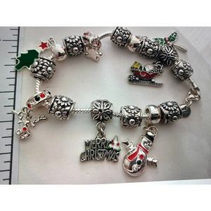 Christmas  Theme  Chunky Snake Charm Bracelet.